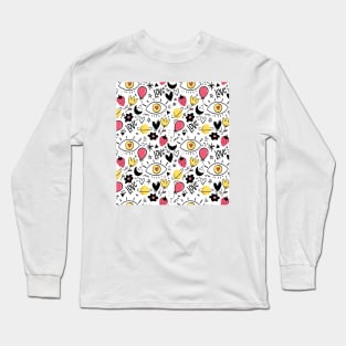 Kid Drawing Arrangement Art Deco Wallpaper Pattern Design Long Sleeve T-Shirt